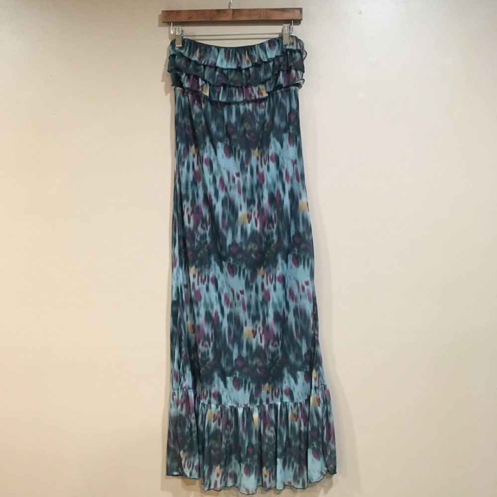 Y2K Strapless Maxi Dress Womens M Teal Green Forest Fairy Grunge Whimsigoth